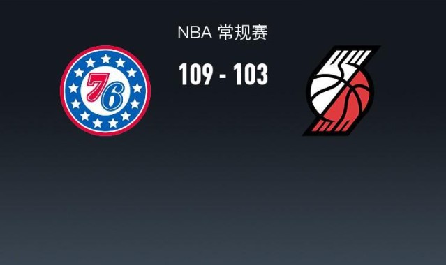 NBA战报：76人109-103开拓者，格雷姆斯31+3+2